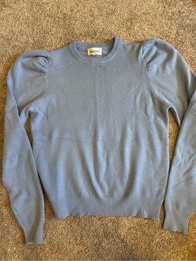 NWOT Light Blue Puff-Sleeve Crewneck Sweater